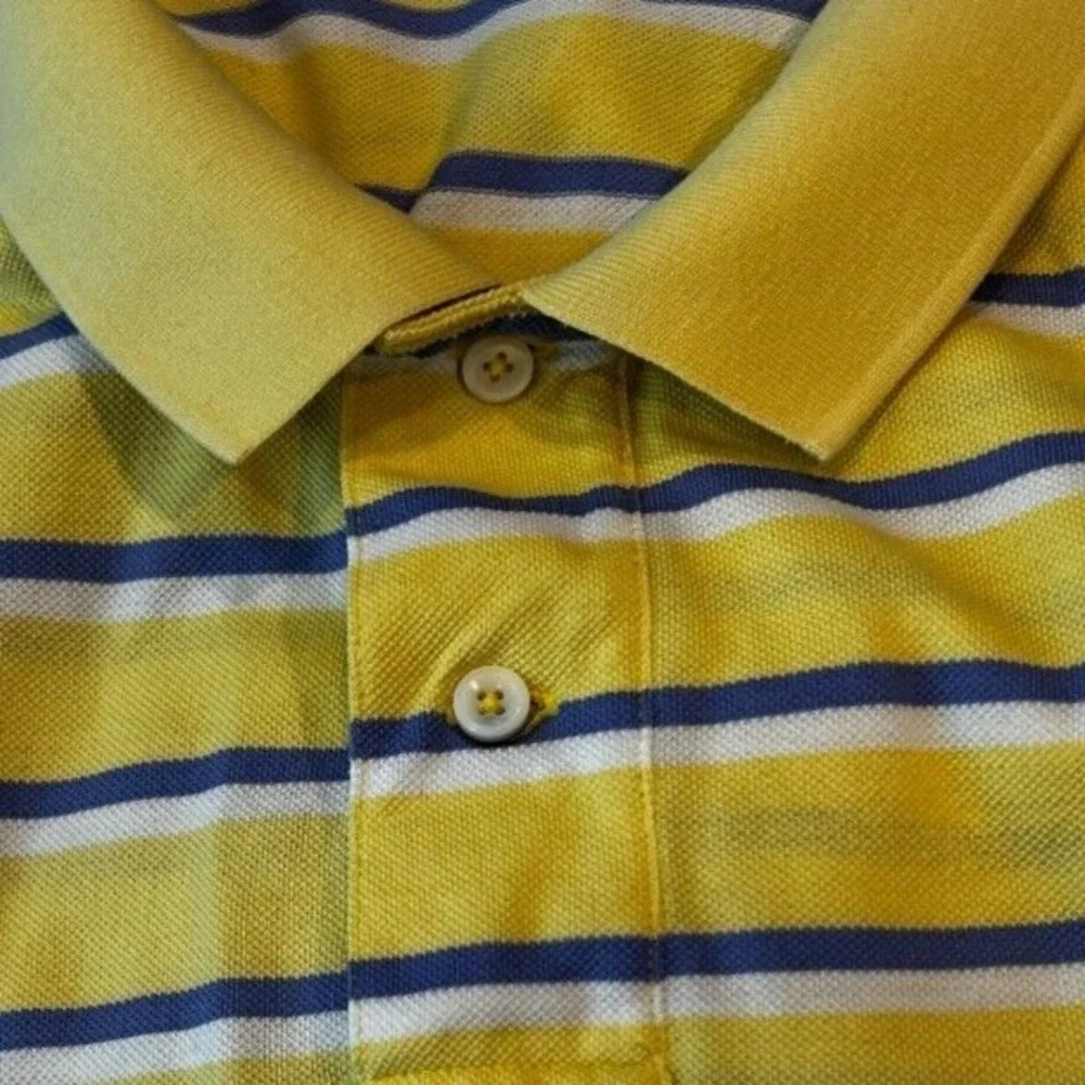 Polo Ralph Lauren Polo Shirt XL Men's Yellow Striped Pima Cotton Short Sleeve